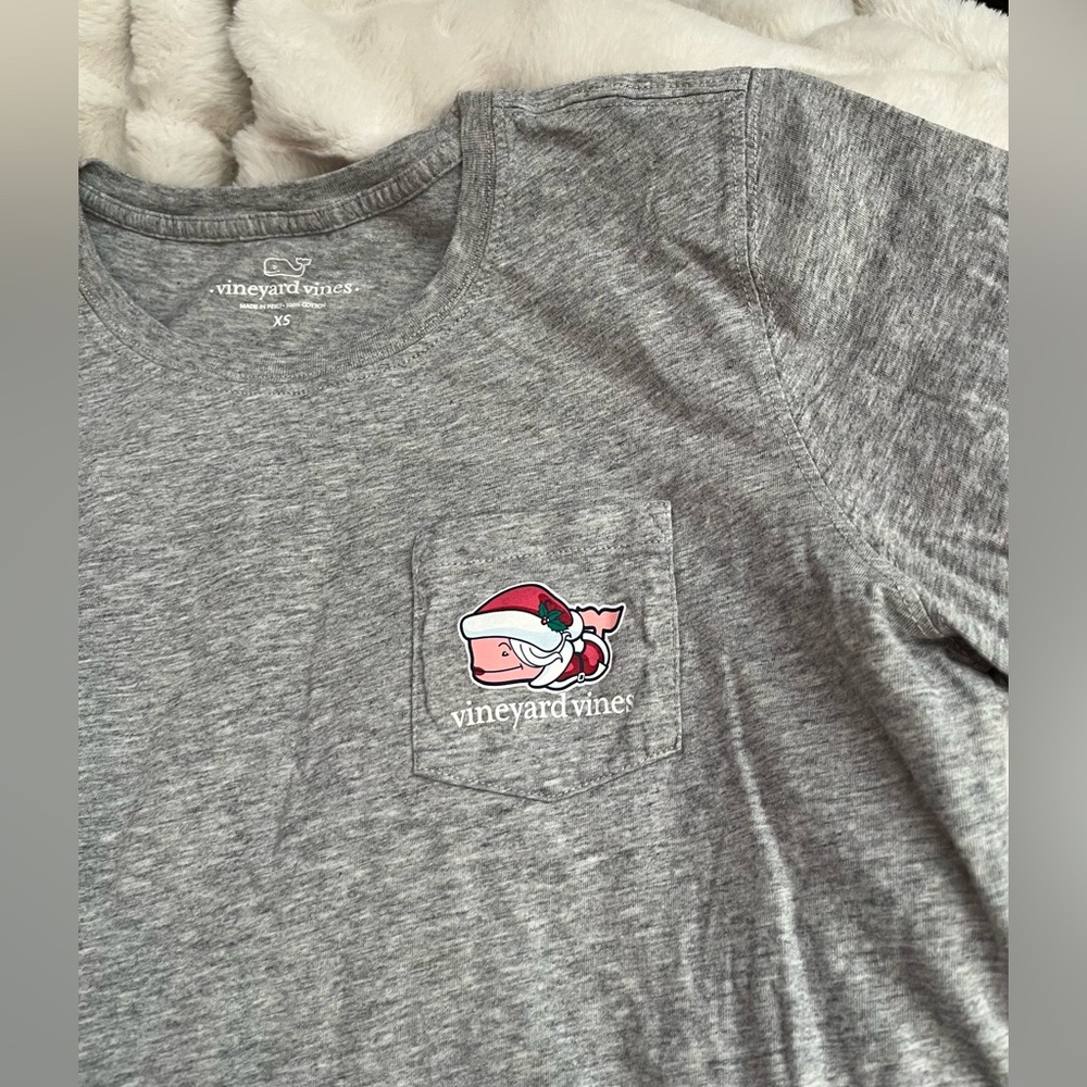 Vineyard Vines XS Grey Mrs Claus Santa Xmas Long Sleeve Preppy Holiday Tee Fall